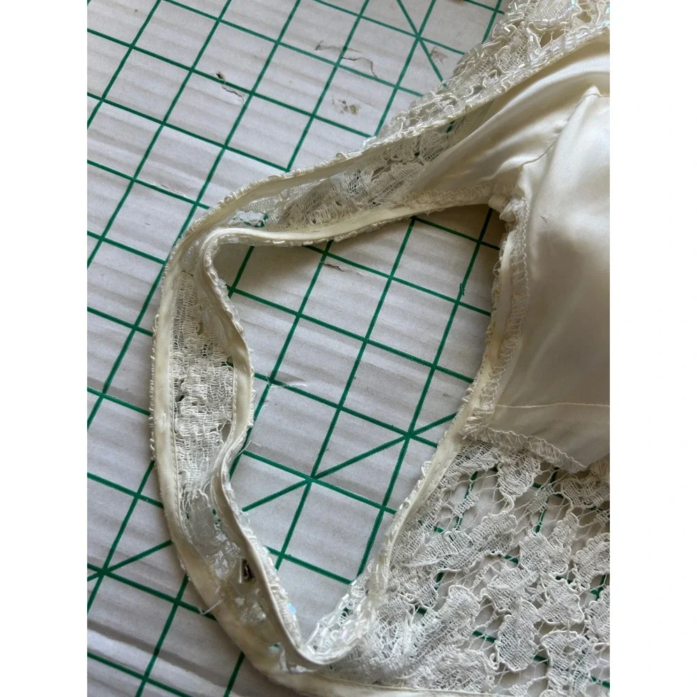 Vintage 90s Cache Ever After Ivory Lace Sequin Maxi Gown Dress Womens 6 Ivory - Picture 9 of 16